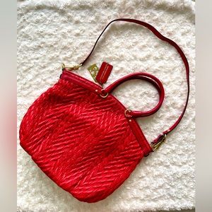 COACH Madison Quilted Nylon Satchel chevron bag - Red